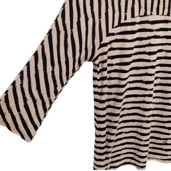 Dana Buchman Top Dressy Brown Black Stripes 3/4 Length Sleeves Size Small - Picture 4 of 8